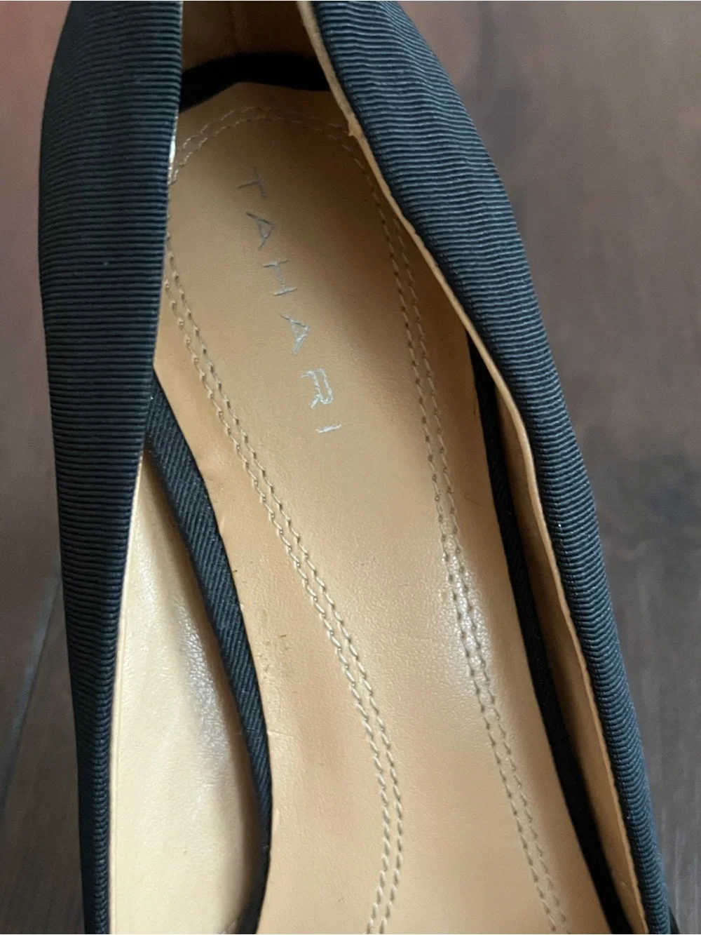 Tahari Black Patent Peep-Toe Heels